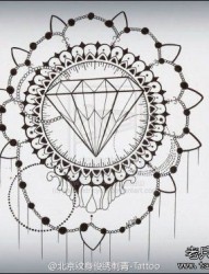 一款钻石纹身手稿图案