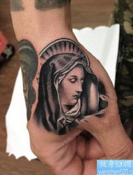一款手部圣母玛利亚纹身图案