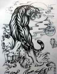 一款上山虎纹身图案