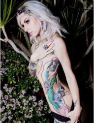 一组性感的美女侧腰美人鱼纹身图案