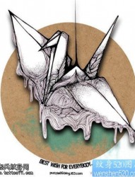 折纸鹤，千纸鹤纹身图案