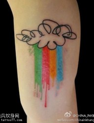 一款女性腿部彩色彩虹纹身图案