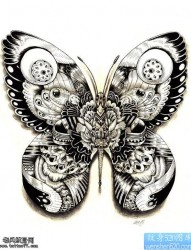 一款金典漂亮的蝴蝶纹身图案