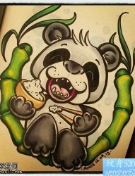 一款彩色卡通熊猫纹身图案