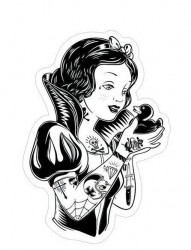 纹身520图库提供一款黑白白雪公主纹身手稿图案