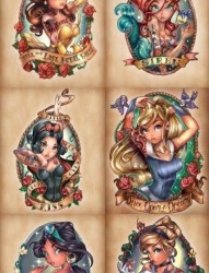 一组迪士尼美女纹身手稿