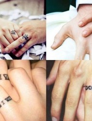 情侣手指上的小清新纹身