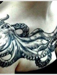 胸部大气的章鱼纹身