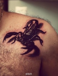 胸部霸气的蝎子纹身