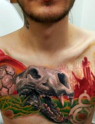 男人胸部时尚的欧美纹身