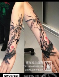 手臂植物竹子纹身