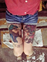 个性人像女生大腿纹身