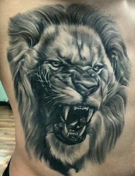 腰部经典的狮子纹身