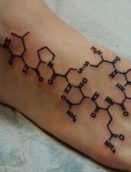 脚背上超有个性的分子式纹身图案