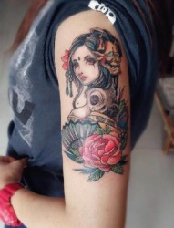 手臂  腿部经典日本艺妓纹身