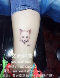 小腿小猫咪纹身