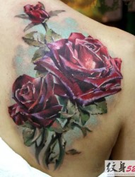娇艳的红玫瑰纹身