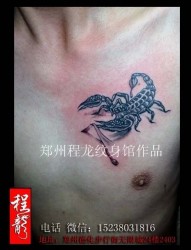 胸口蝎子纹身  郑州 程龙纹身馆 本店作品 
