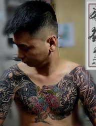 山东纹身 男士设计花胸纹身图案 兖州赤焰堂纹身店