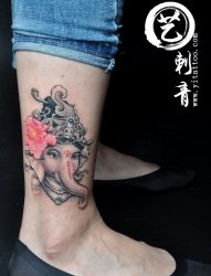 美女纹身-脚踝纹身-象神纹身-真艺作品