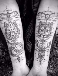 纹身师克里斯·戴维森的神圣点刺纹身图案