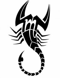 一组黑色图腾蝎子纹身手稿