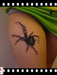 大腿蜘蛛纹身 升子刺青  重庆纹身价格 重庆知名纹身店