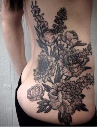 克里伯克的各种精致的黑色植物点刺纹身图案