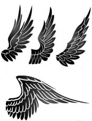 帅气的天使翅膀纹身图案手稿图片