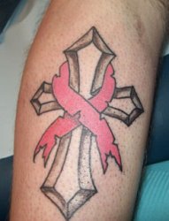 30款代表癌症粉红色的丝带纹身图片