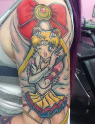 女生喜欢的美少女战士主题花臂纹身图案