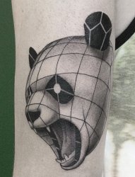 精致的黑灰色3D几何图形动物纹身图案