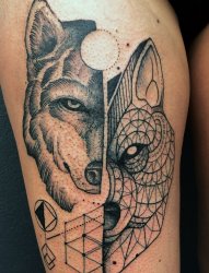 18款霸气的几何纹身狼纹身图案