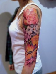 漂亮的牡丹花朵纹身图案