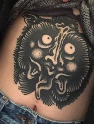 黑色鬼面妖怪面具般若纹身图案来自纹身师西蒙