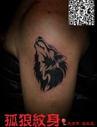 大臂狼图腾纹身 天津宝坻孤狼纹身工作室老狼作品