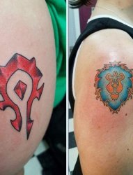 创意情侣纹身手臂上魔兽部落纹身图片