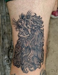 简单个性线条纹身动物狮子头纹身图片