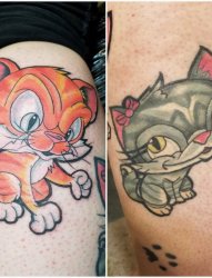 可爱的彩色纹身动物小猫纹身卡通纹身小图片