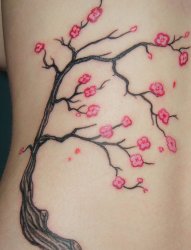 女生中国风梅花纹身小花朵植物颜料纹身图案