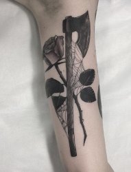 一组个性黑白风格植物纹身素材动物纹身图案