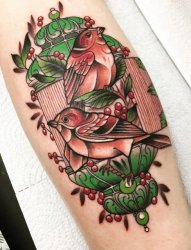 手臂上彩绘纹身技巧点刺纹身植物纹身素材鸟纹身动物纹身图片