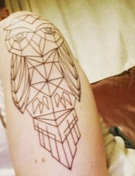 手臂上纹身黑白灰风格几何元素纹身简单个性线条纹身猫头鹰纹身图片