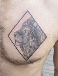 男生胸部纹身黑白灰风格纹身点刺技巧几何元素纹身狮子王纹身动物图片