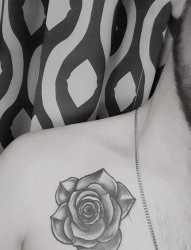 男生肩部纹身黑白灰风格纹身点刺技巧植物纹身素材花朵纹身图片