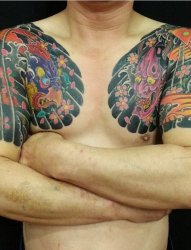 一组帅气的半甲纹身和植物纹身素材花朵纹身满臂花臂纹身图案大全