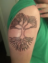 手臂上纹身黑白灰风格抽象线条纹身植物纹身素材生命树纹身图片