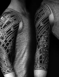 15款黑白灰风格几何元素纹身简约线条纹身满臂花臂纹身图案大全