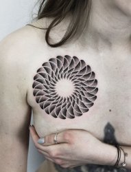 个性的黑白点刺技巧几何元素抽象线条纹身图案