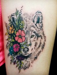一组关于狼的黑色素描超写实霸气狼头纹身图案